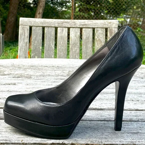 9W Black Leather Platform Pumps - Size 6.5M - Picture 6 of 10